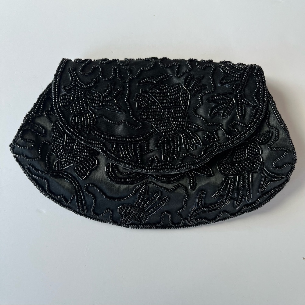 Elegant Vintage Black Beaded Clutch